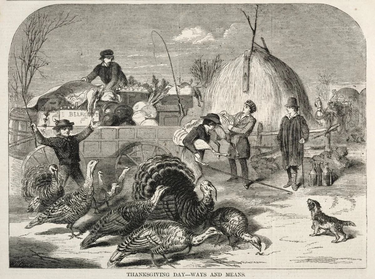 Thanksgiving Day - Ways and Means, by Winslow Homer, 1858