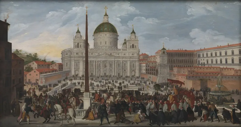 A Papal Procession in Piazza San Pietro in Rome