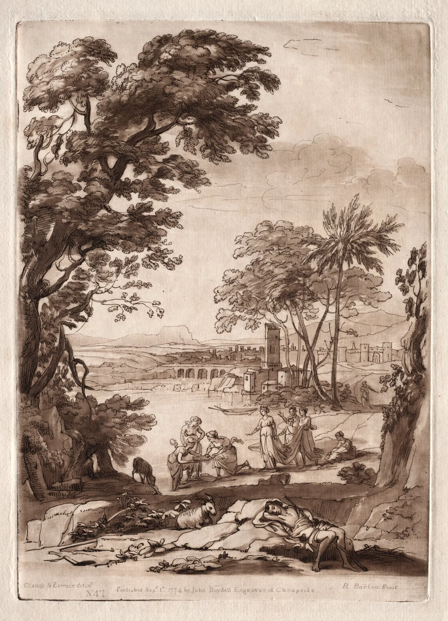 Liber Veritatis:  No. 47, A River Scene with the Finding of Moses