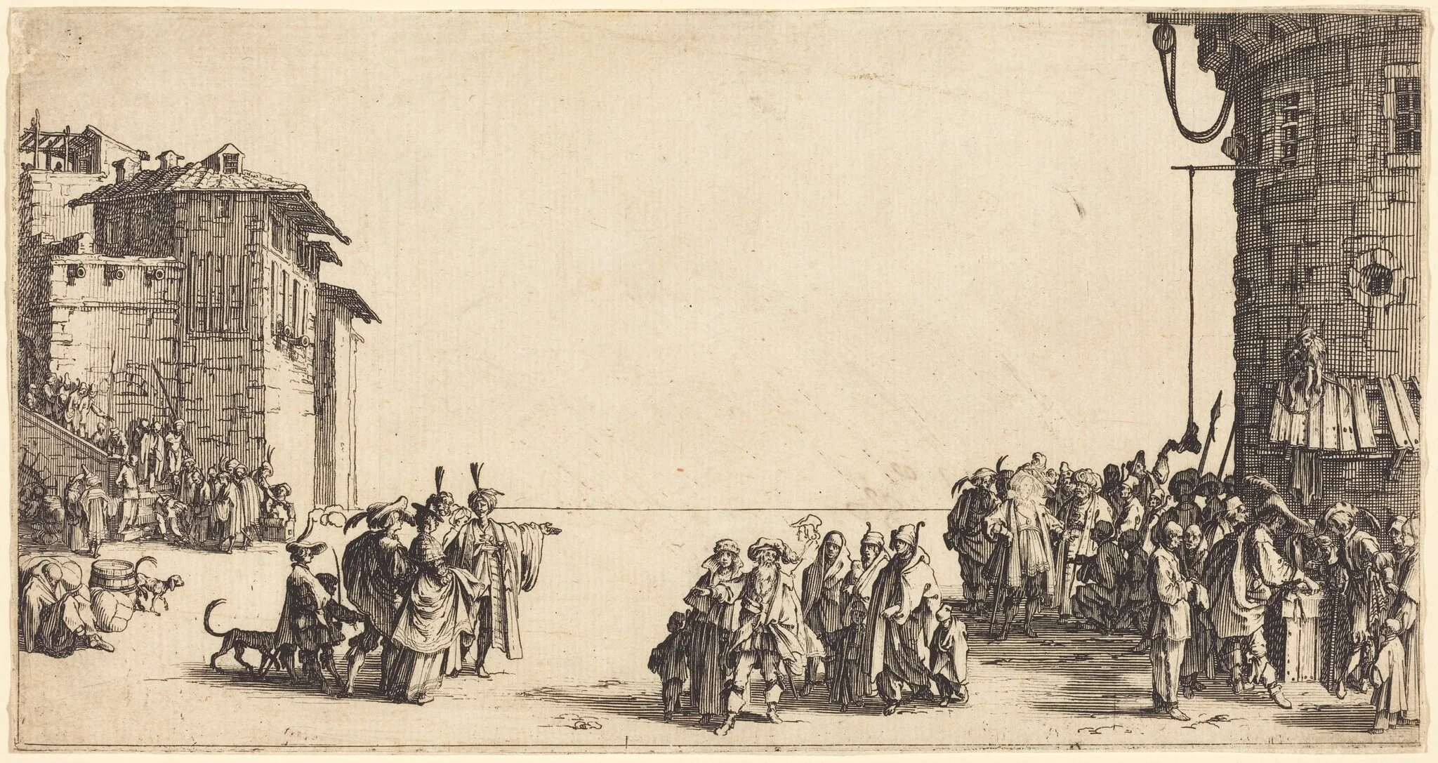 The Slave Market, by Jacques Callot, ink, 1620