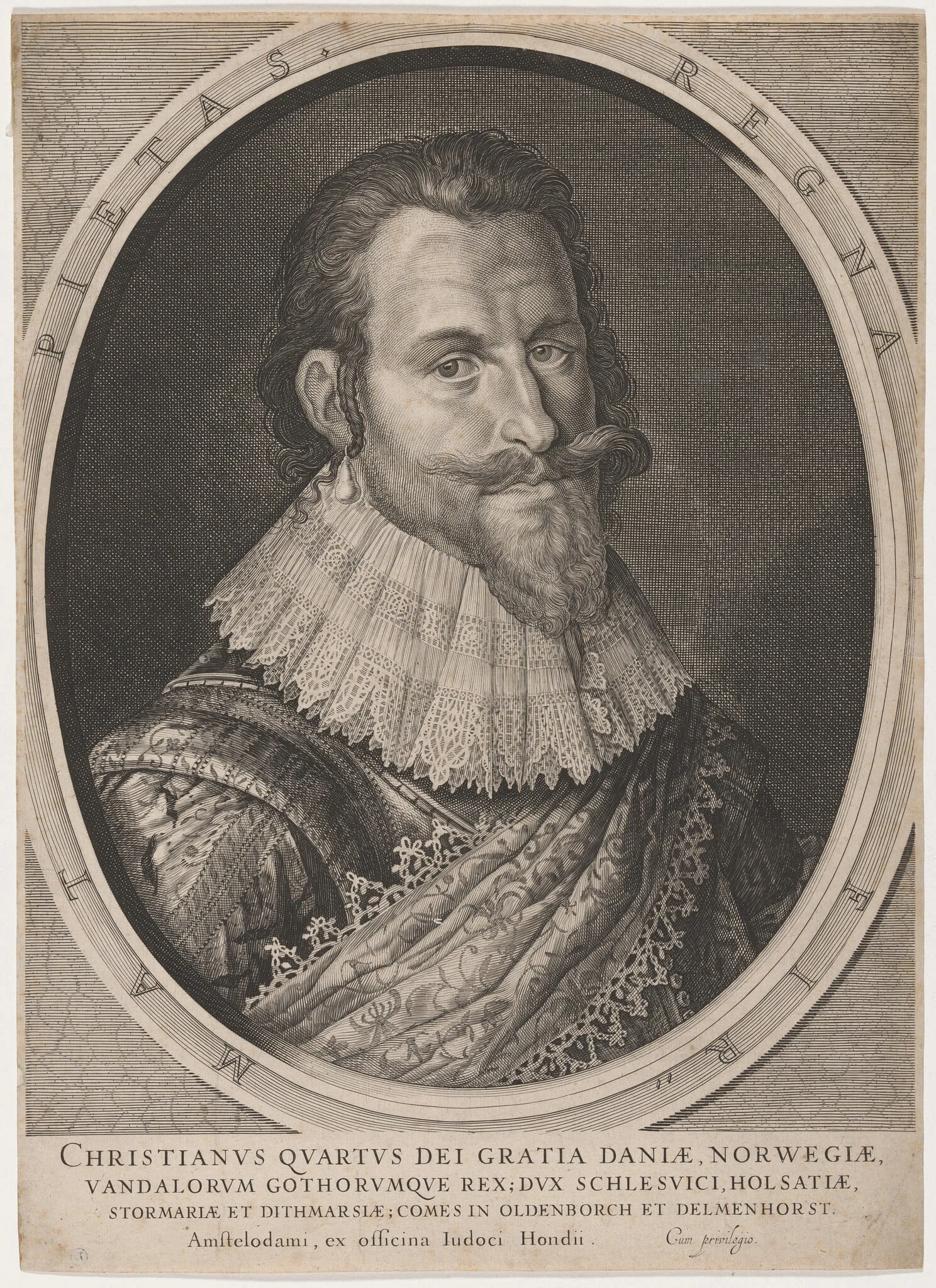 Christian IV of Denmark, by Jodocus Hondius I, ink, 1588
