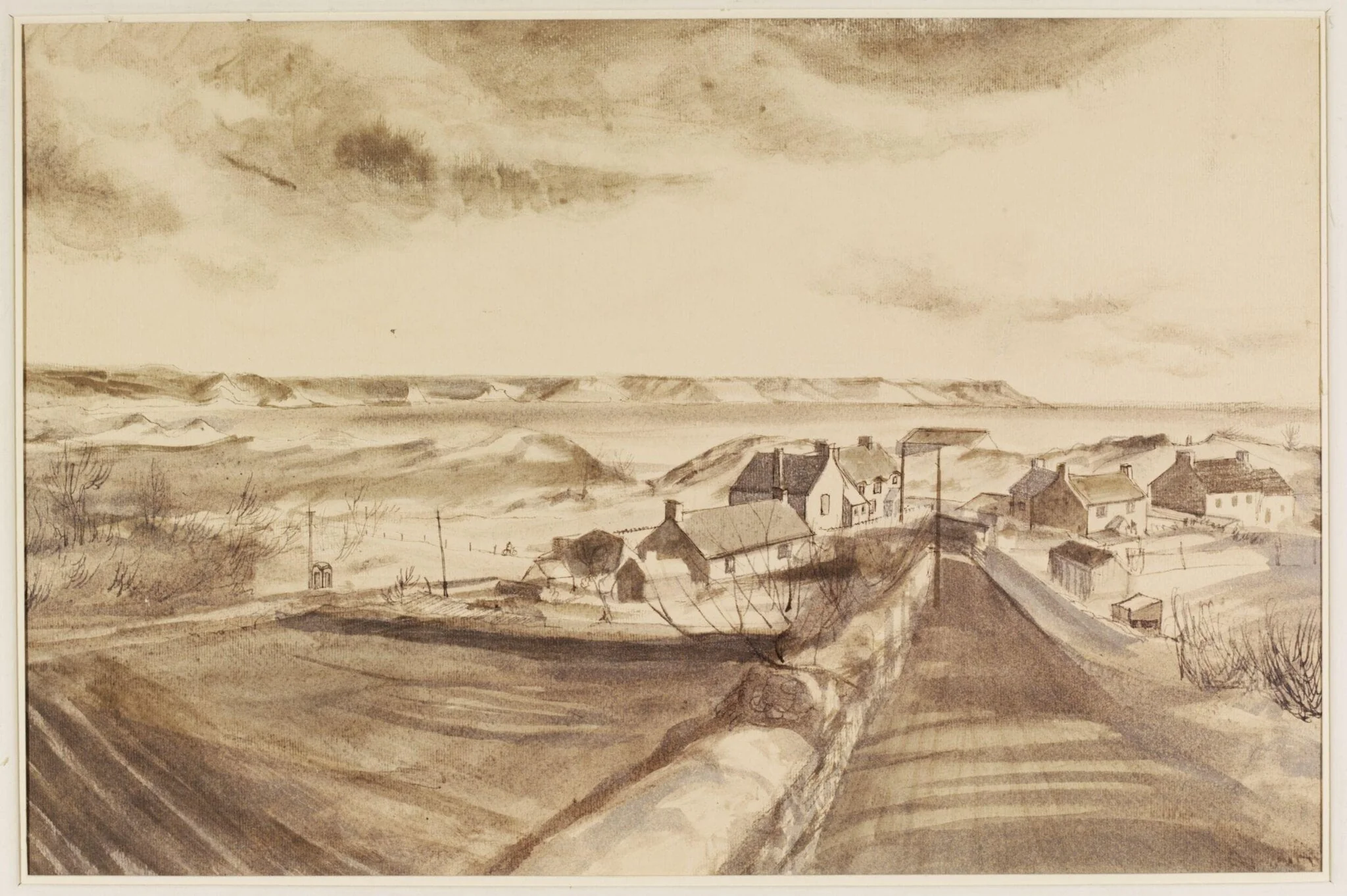 Oxwich Bay and Village, Gower, Glamorganshire, by Mona Moore, watercolor, 1940