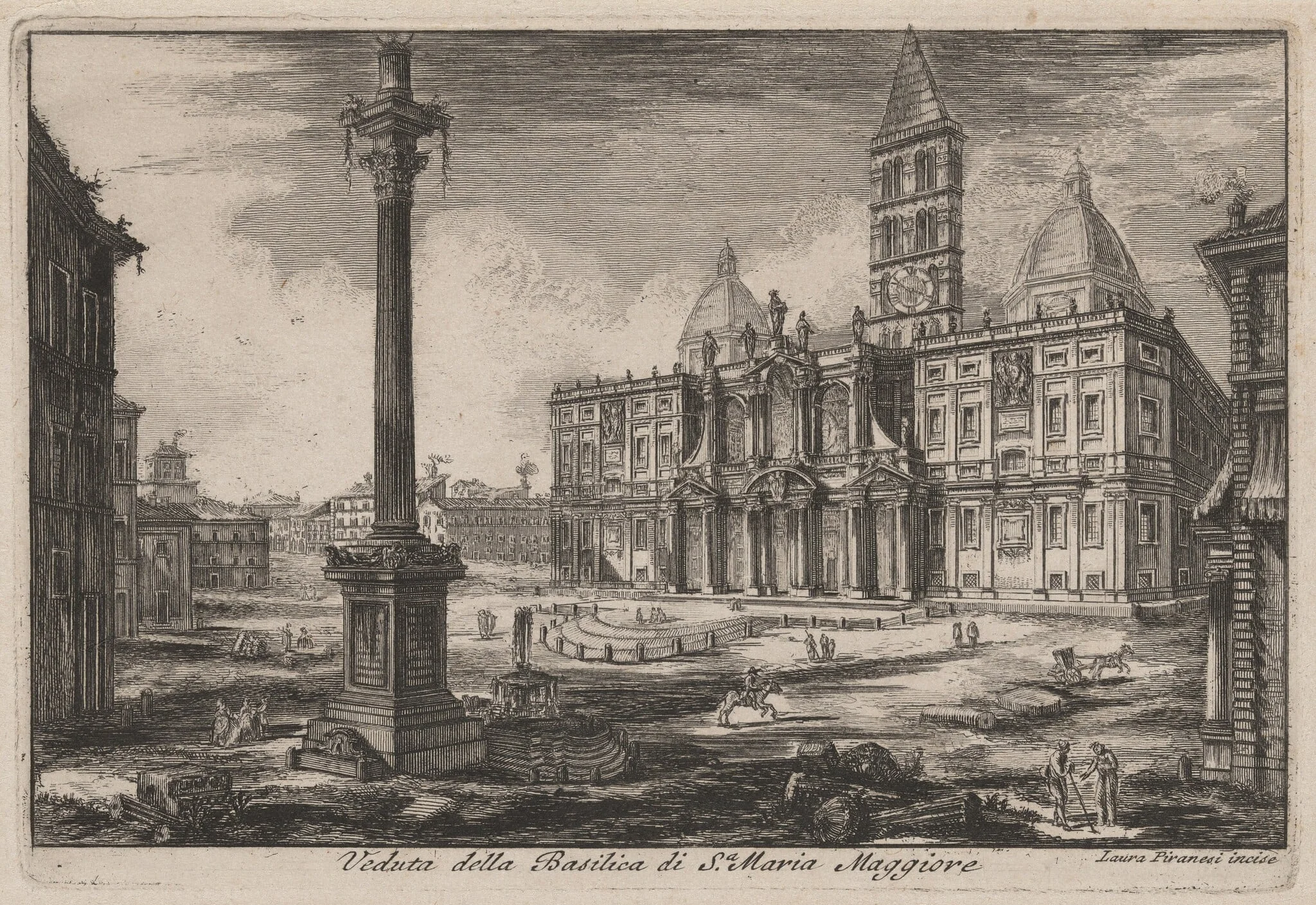 Veduta della Basilica di Santa Maria Maggiore (View of the Basilica of Santa Maria Maggiore), by Laura Piranesi, ink, 1784