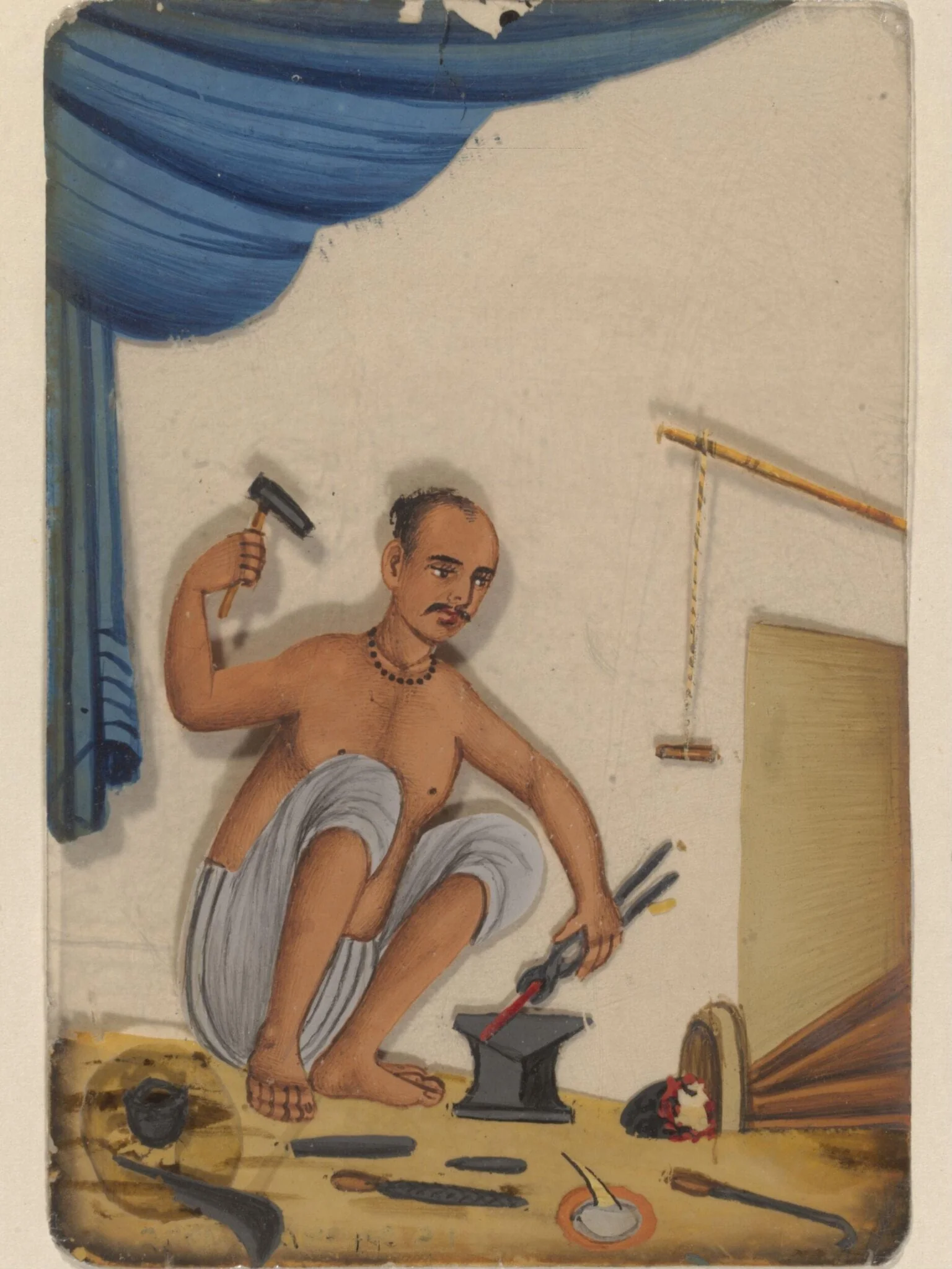 One of forty paintings illustrating modes of transport, occupations, entertainers, ascetics and Muharram subjects., by Unknown, paint, 1870