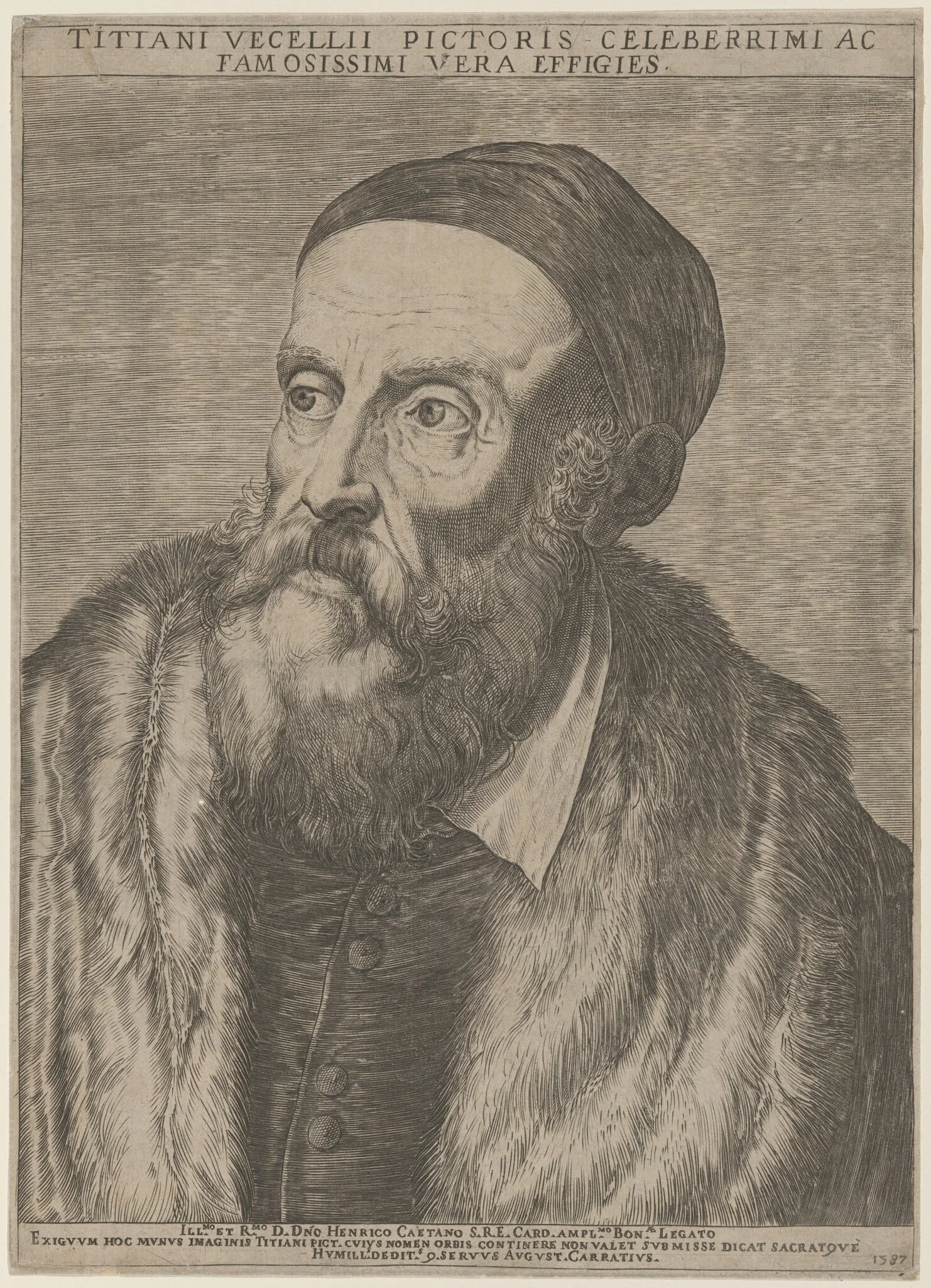 Titian, by Agostino Carracci, ink, 1587