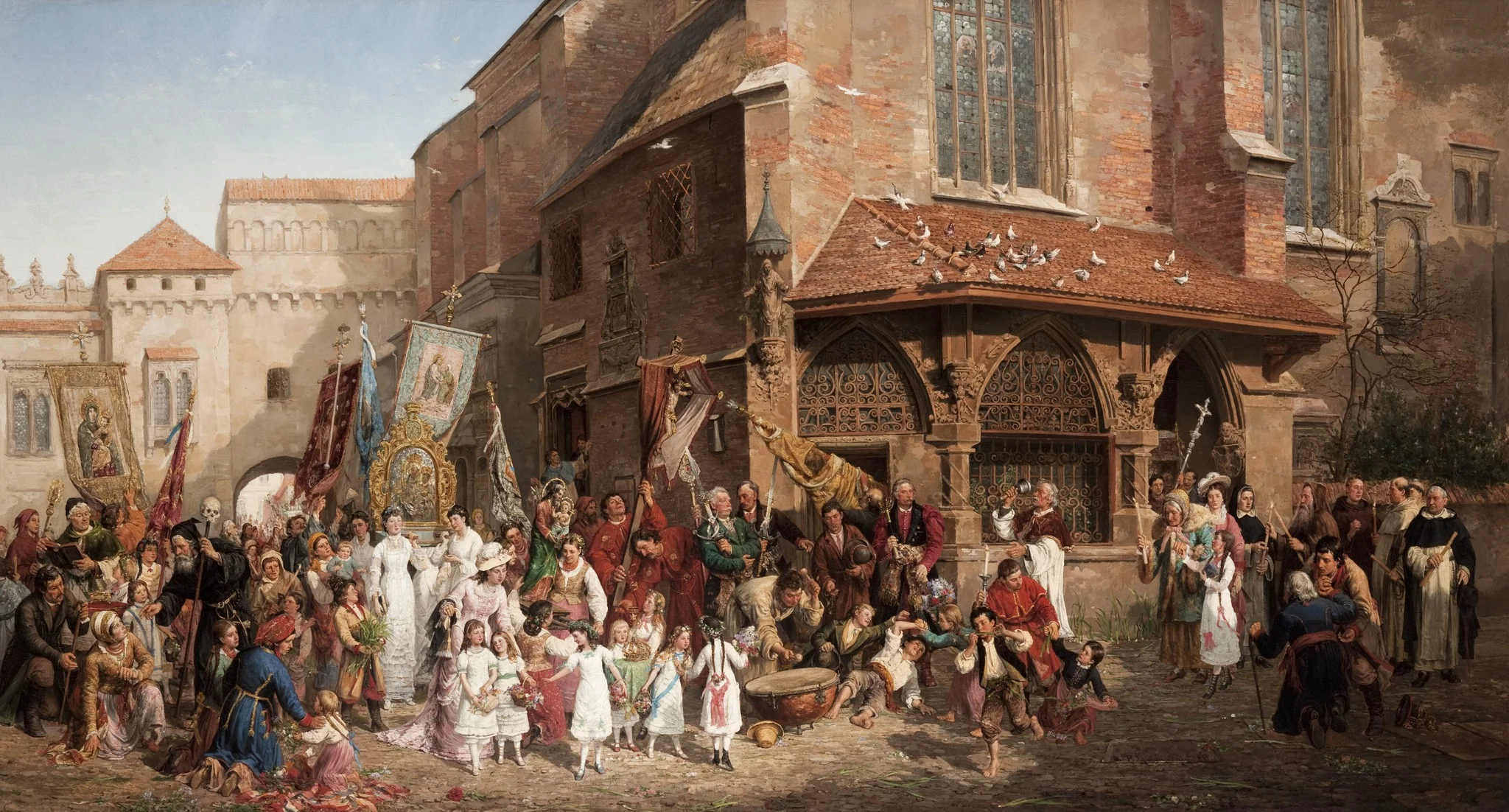 The Corpus Christi Procession, by Hipolit Lipiński, oil, 1891
