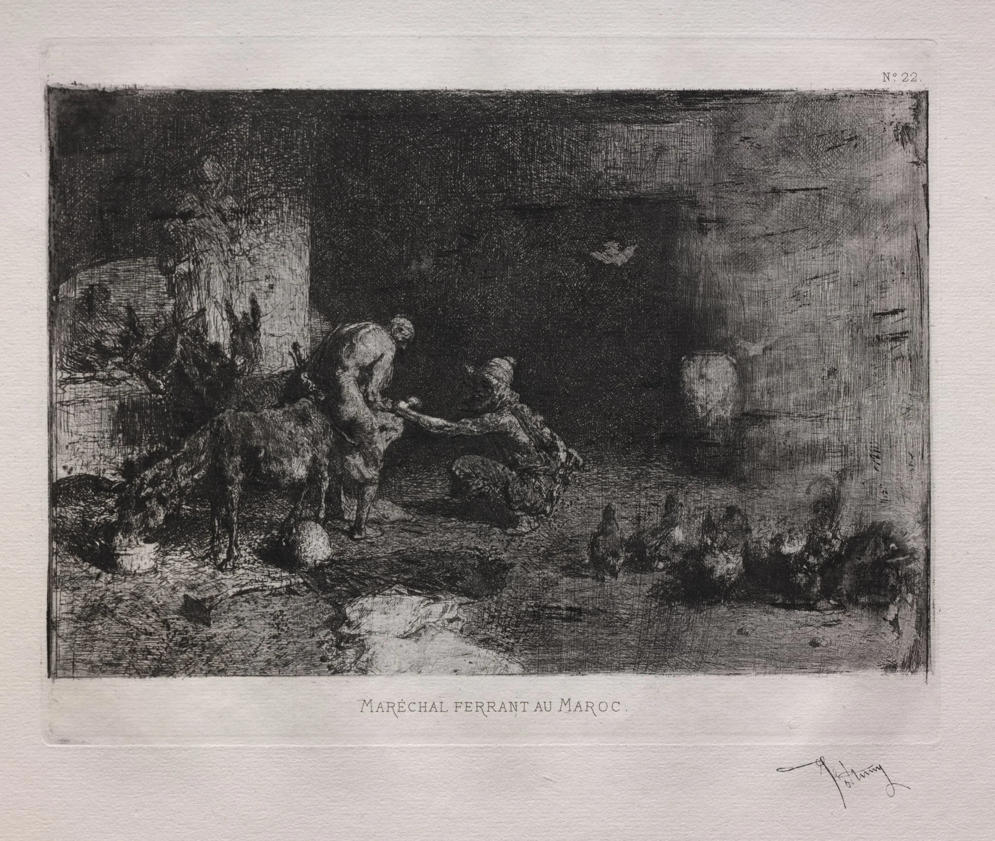 Shoeing a Mule in Morocco, by Mariano Fortuny Marsal, 1875