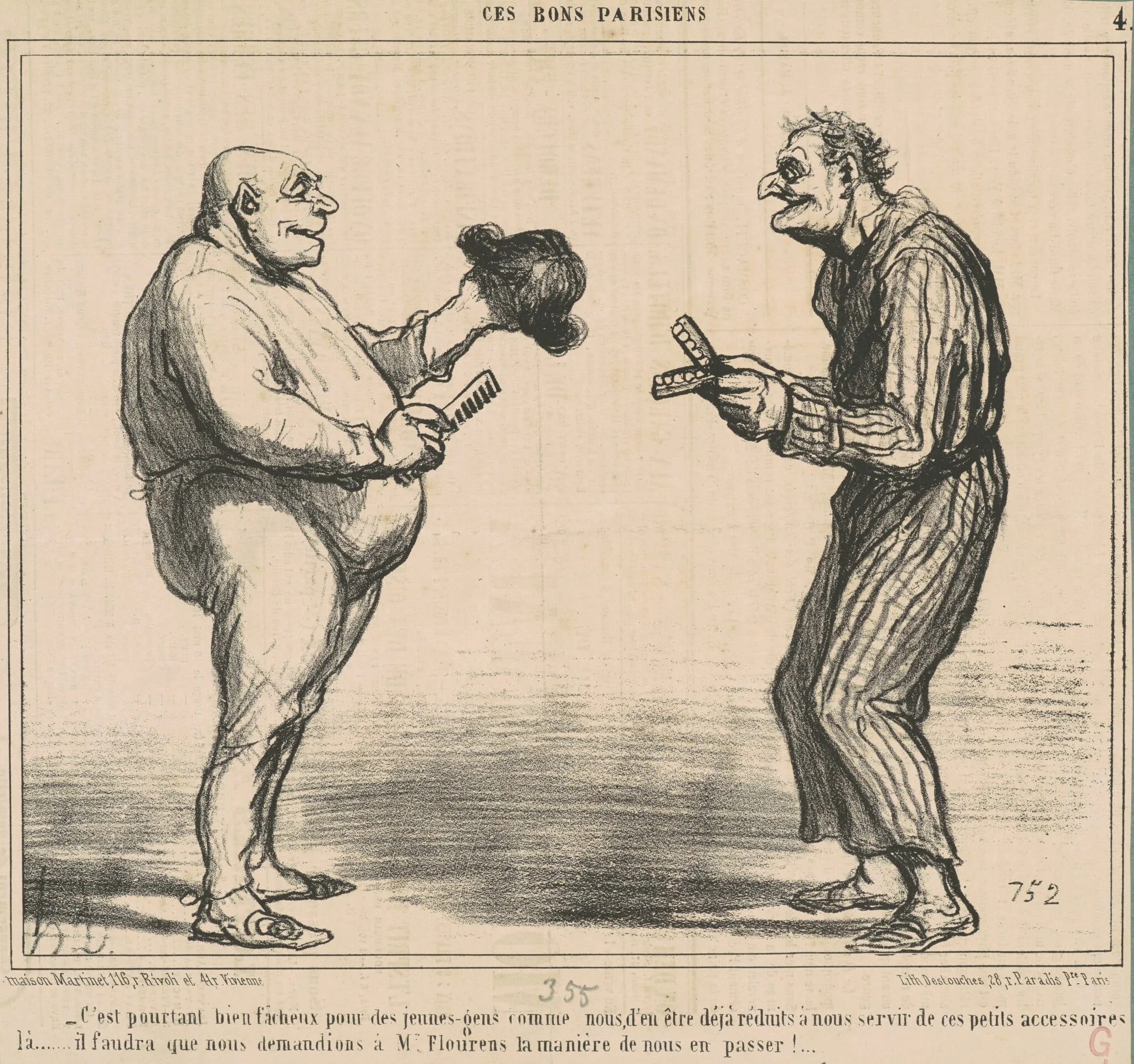 C'est pourtant bien facheux pour ..., by Honoré Daumier, ink, 1855