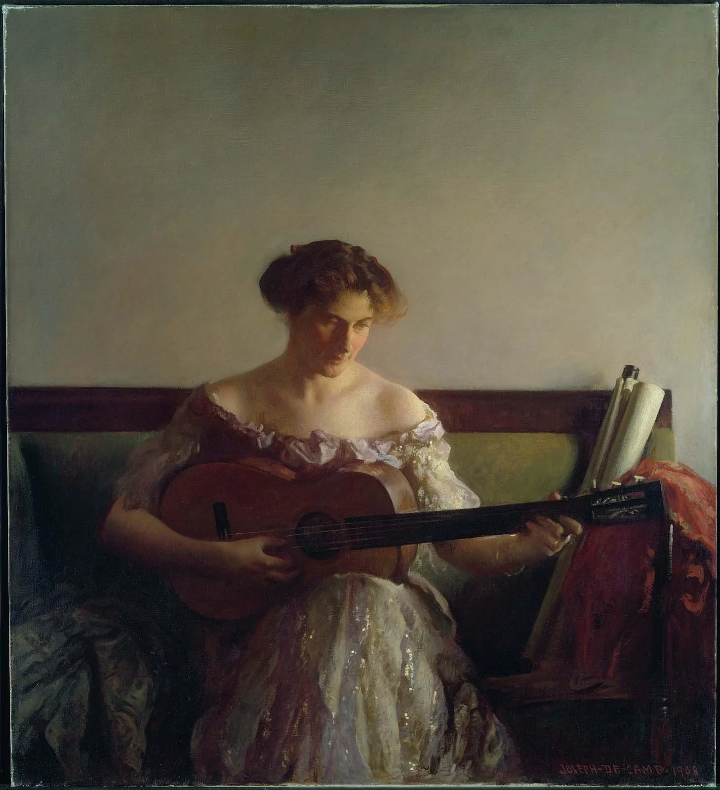 The Guitar Player, by Joseph DeCamp, oil, 1908