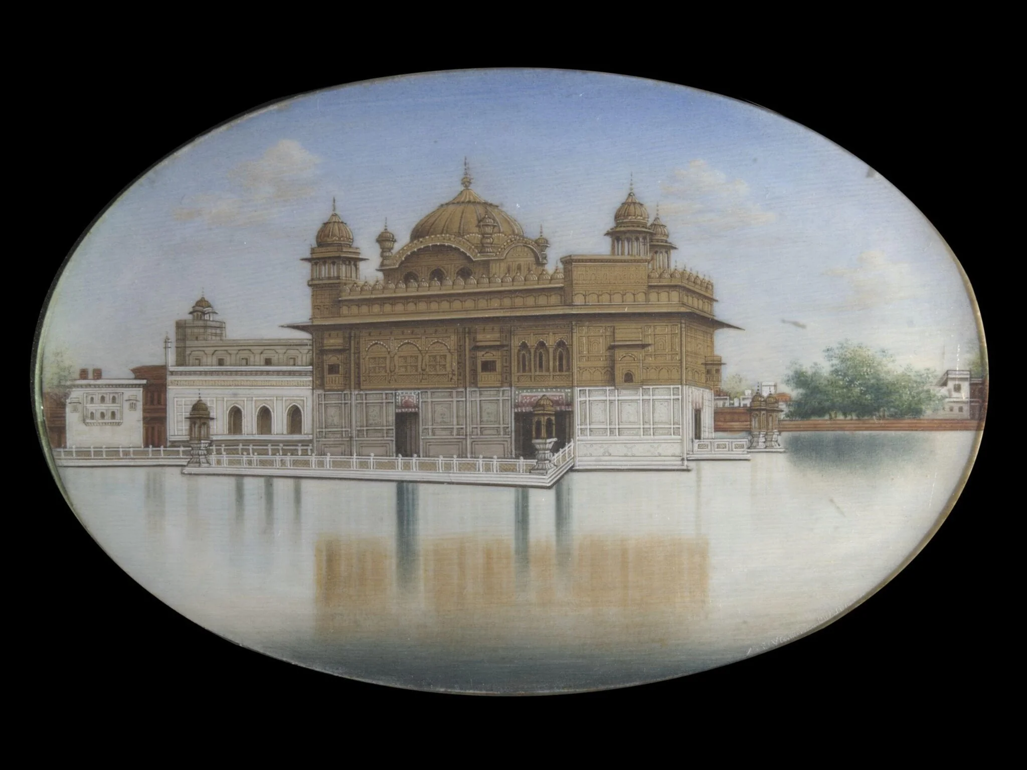 One of three views of the Golden Temple, by Unknown, paint, 1860