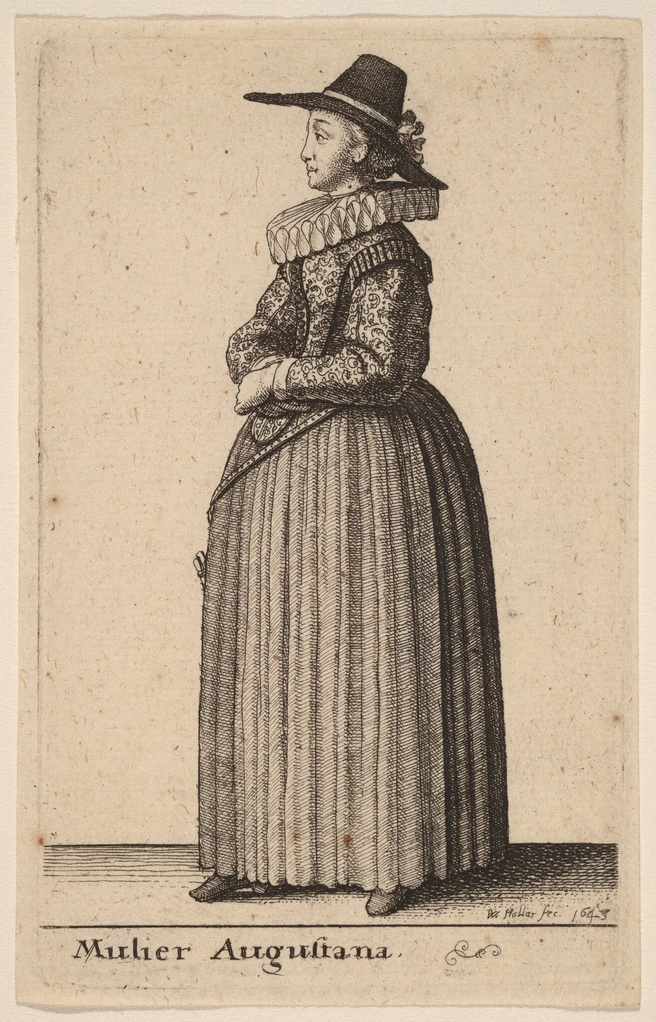 Mulier Augustana, by Wenceslaus Hollar, ink, 1643