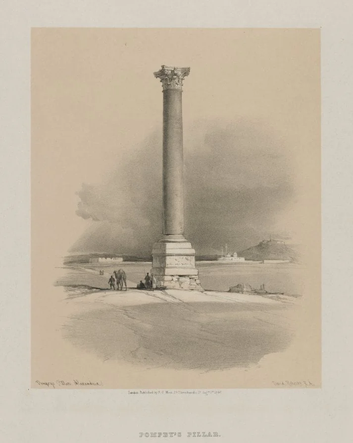 Egypt and Nubia, Volume I: Pompey's Pillar, Alexandria, by Louis Haghe, 1846