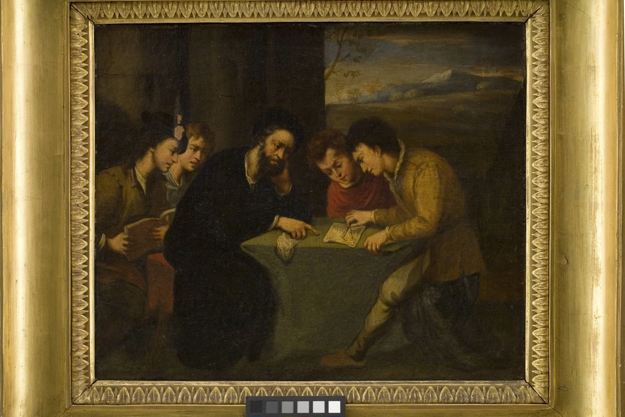 School Teaching, a Teacher with Four Pupils, by Unknown, 1750