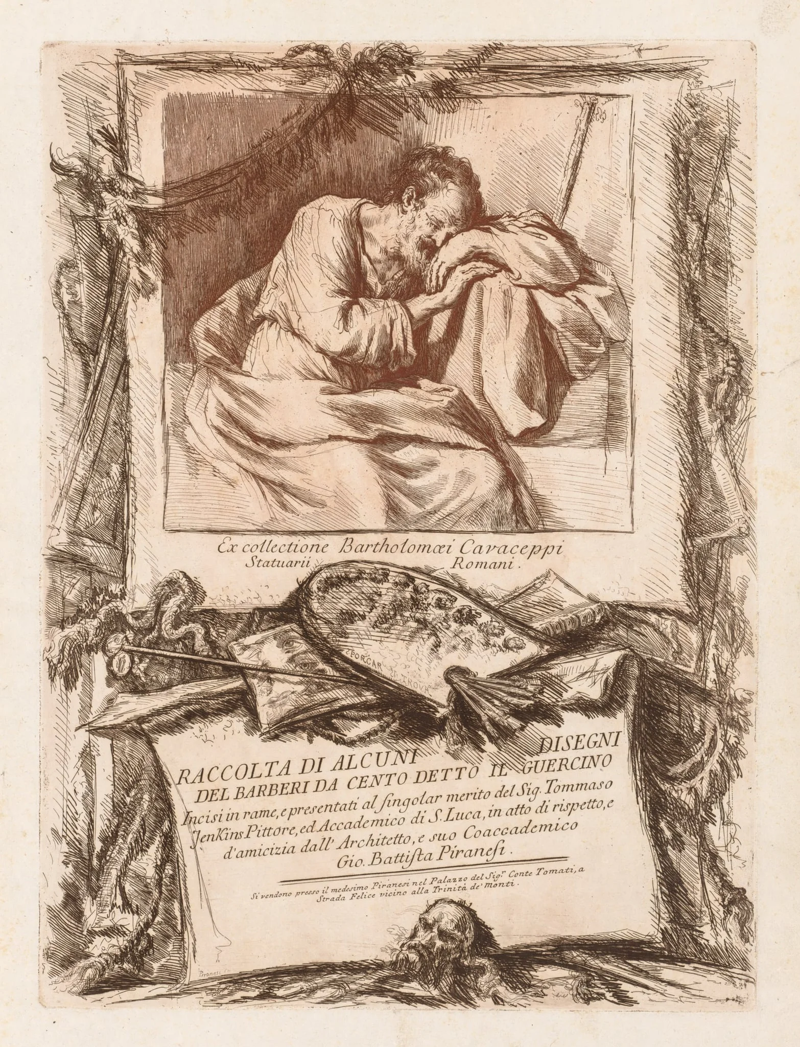 Title Page of Raccolta di alcuni disegni del Barberi da Cento detto il Guercino, by Giovanni Battista Piranesi, 1764