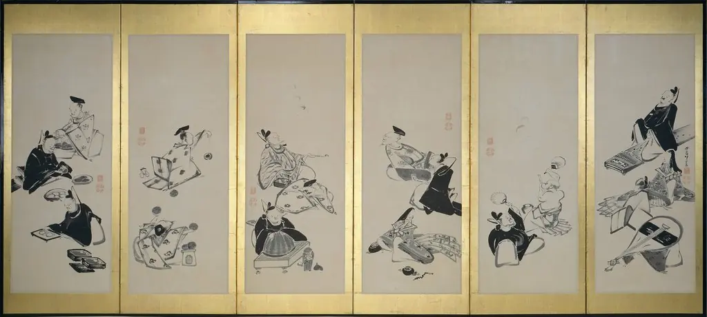 The Thirty-Six Immortal Poets (1 of a pair)