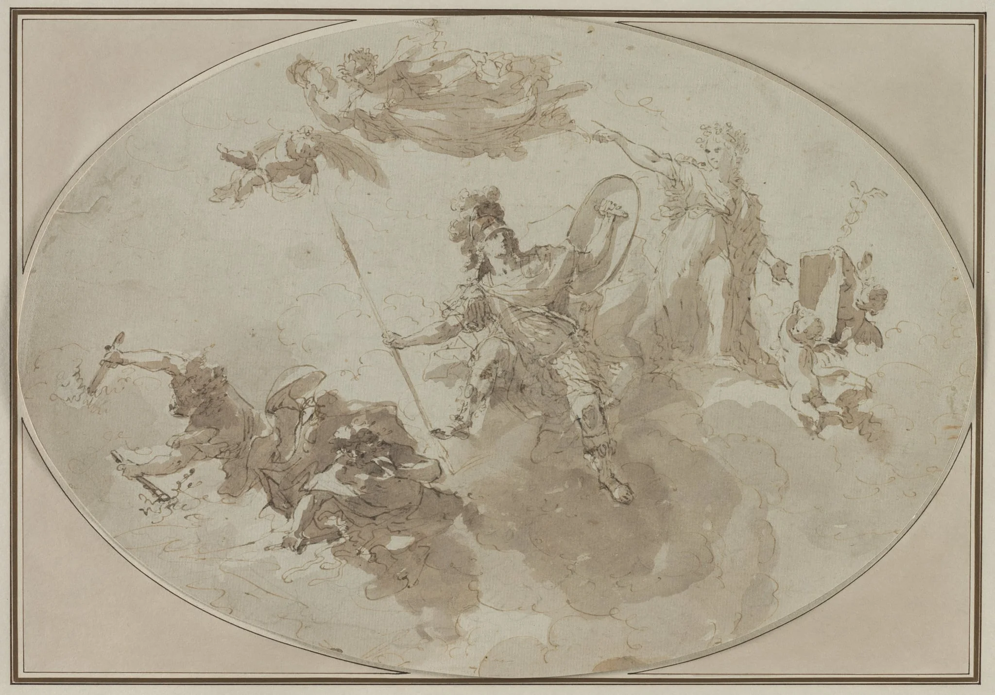 Ceiling Study: Allegory of Peace and War, by Giuseppe Bernardino Bison, 1800