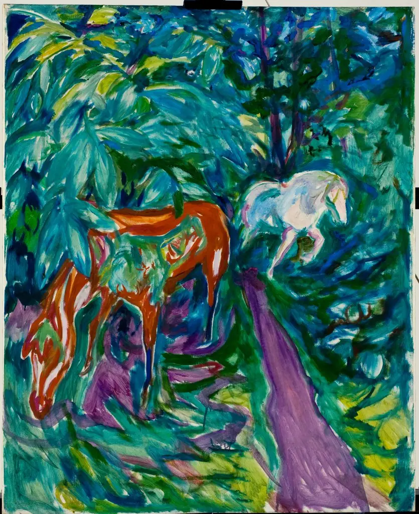 Two Horses in the Forest