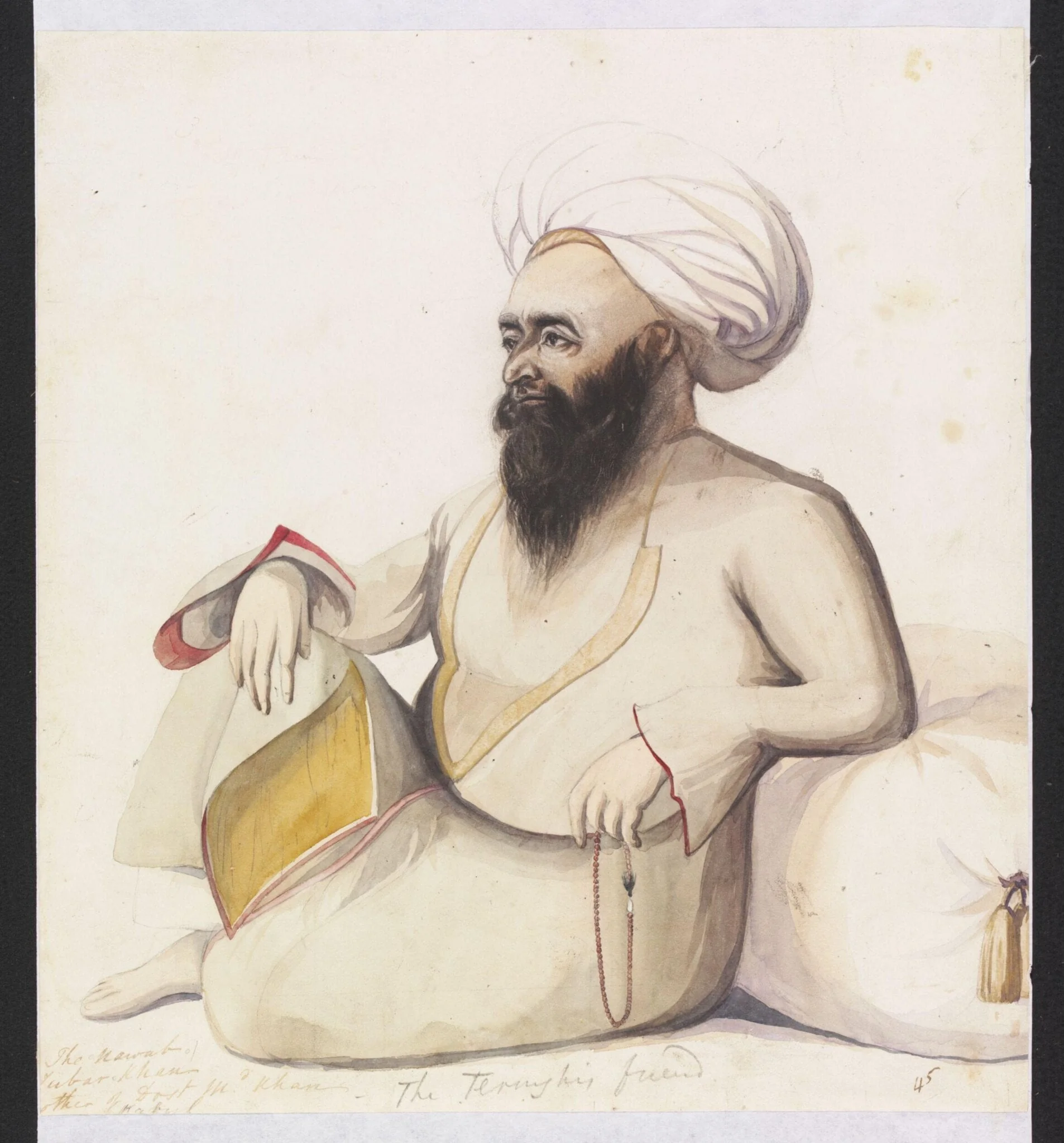 The Nawab Jubar Khan [br]other of Dost Md. Khan  Kabul, by Godfrey Thomas Vigne, watercolor, 1836