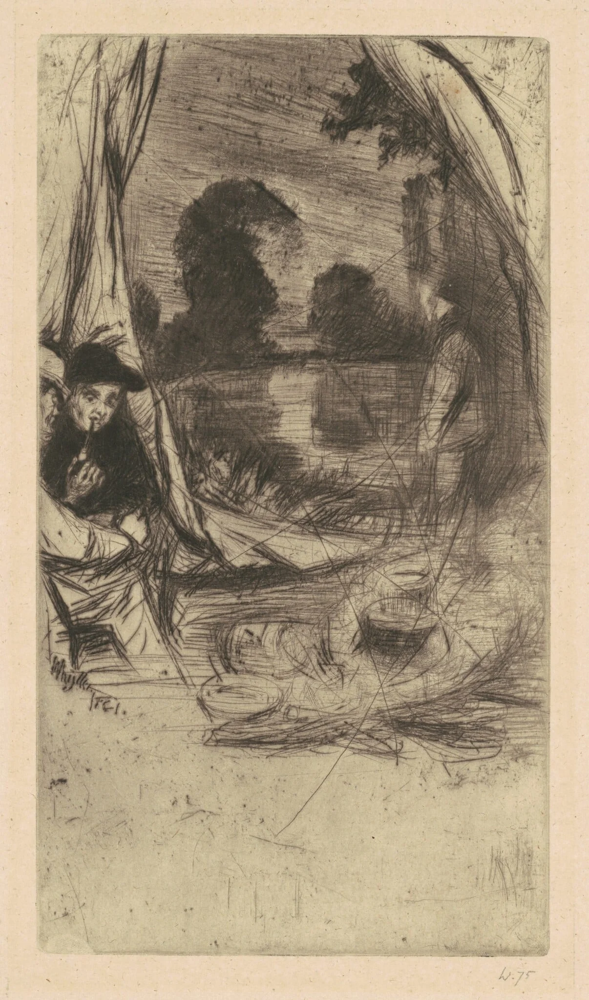 The Camp, by James McNeill Whistler, ink, 1861