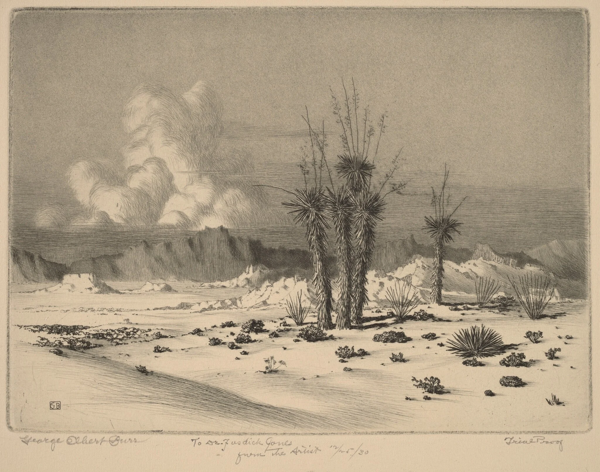 Evening, Arizona, by George Elbert Burr, ink, 1930