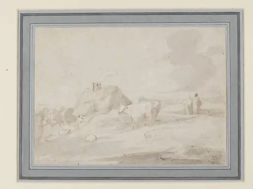 Open Landscape with Cottage, Figures and Animals