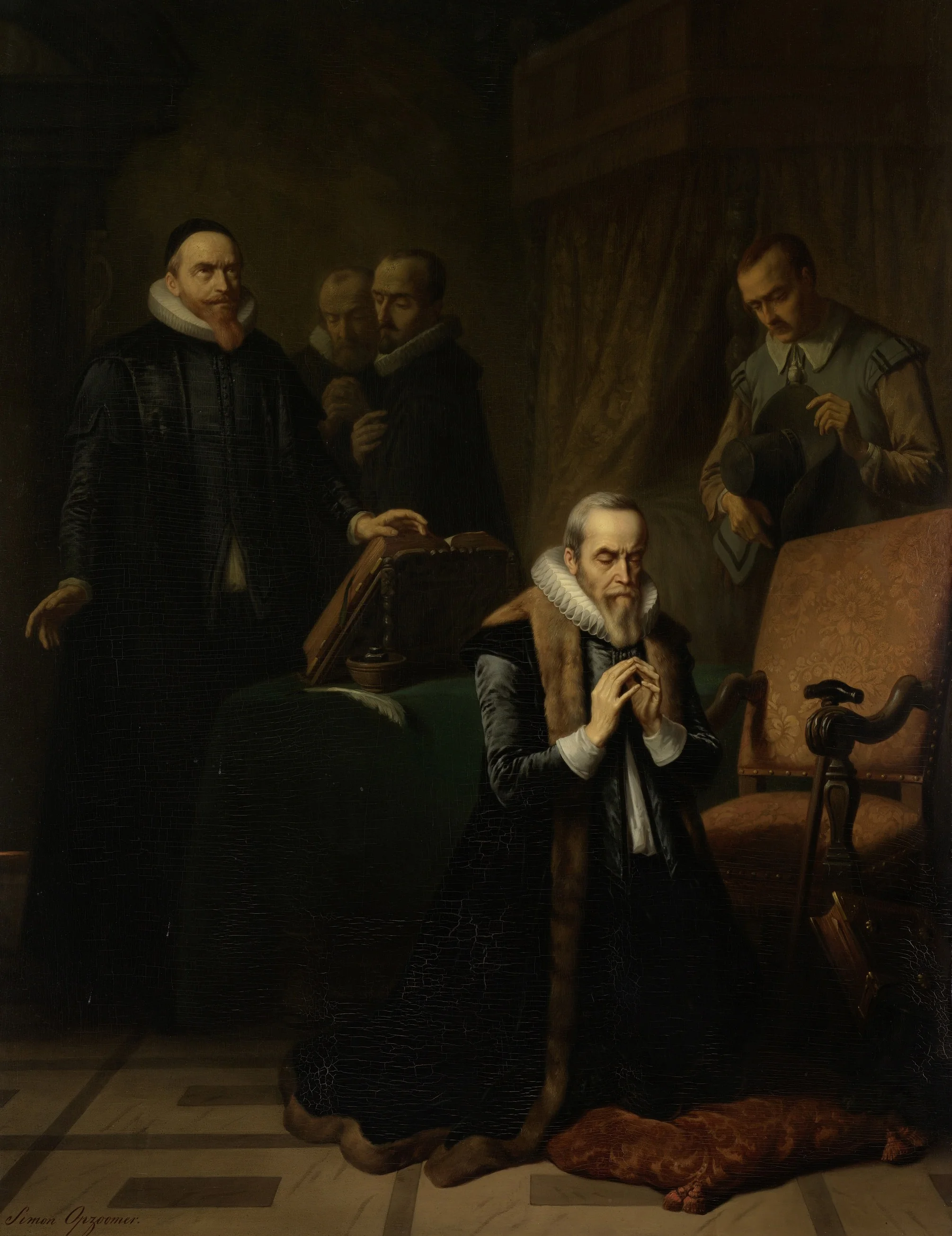 The final prayer of Johan van Oldenbarneveldt, by Simon Opzoomer, oil, 1850