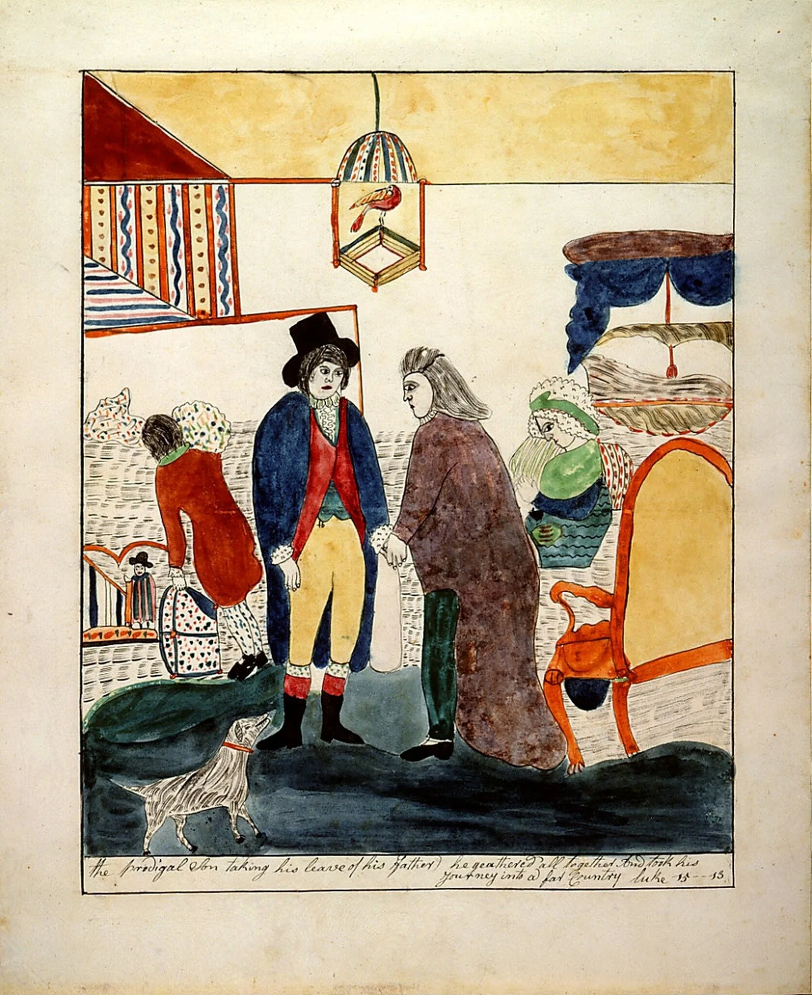 The Prodigal Son Taking Leave of His Father, by Mary Ann Willson, ink, 1815