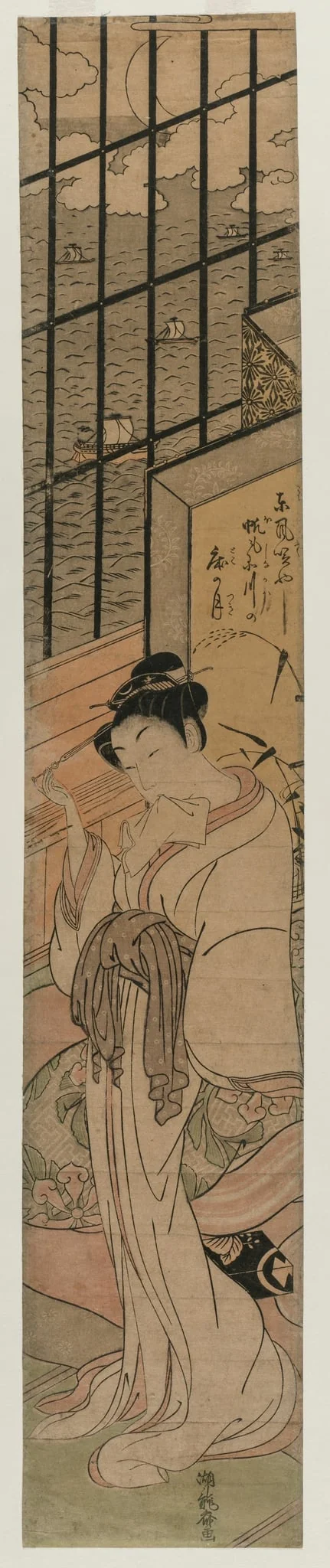 Courtesan in a Room Overlooking Edo Bay, by Isoda Koryūsai, 1770