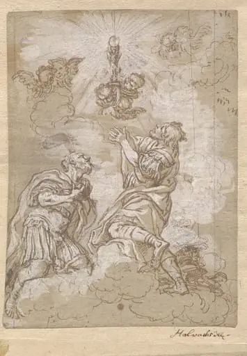 Two Soldier Saints Adoring the Host