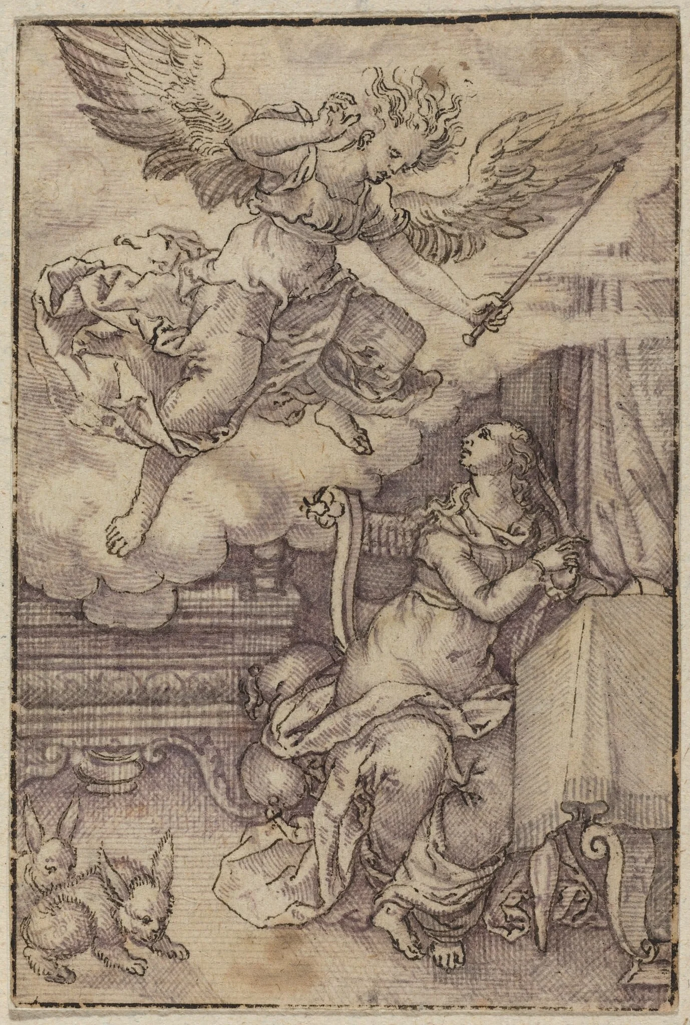 The Annunciation, by Virgil Solis, ink, 1538