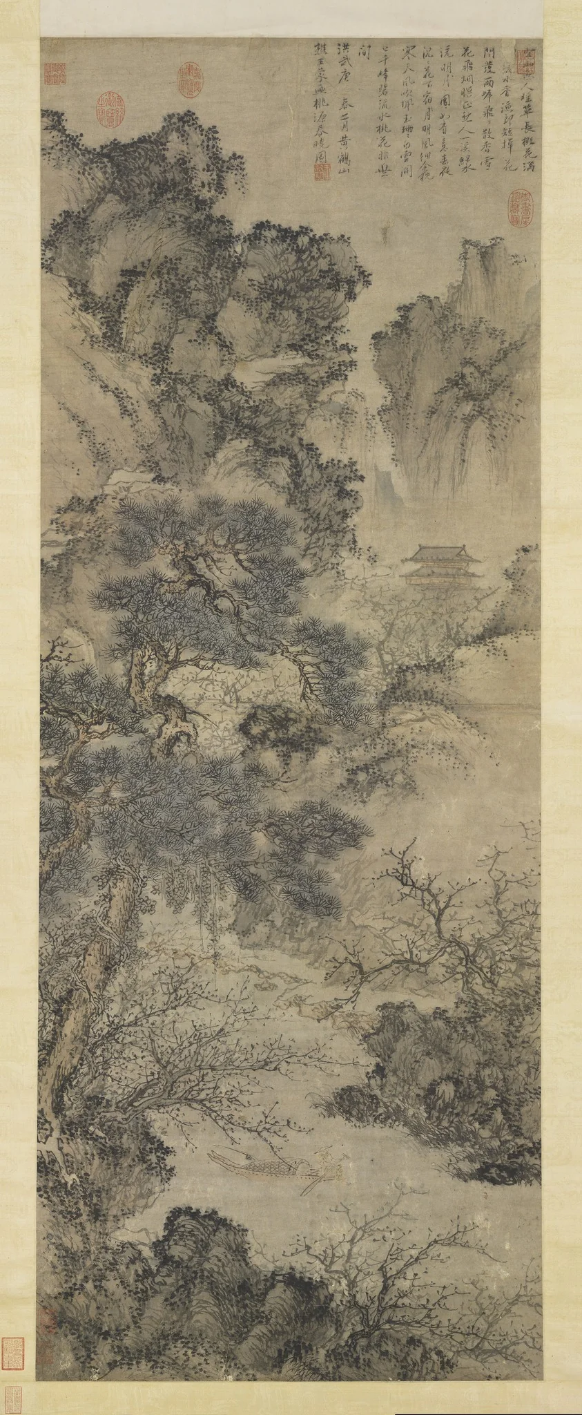 Vernal Dawn at the Peach Blossom Spring, by Wang Meng, unspecified, 1356