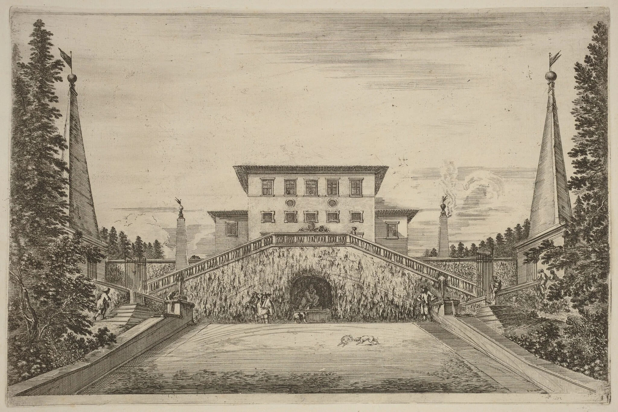 The Great Stair-Case, by Stefano Della Bella, ink, 1653