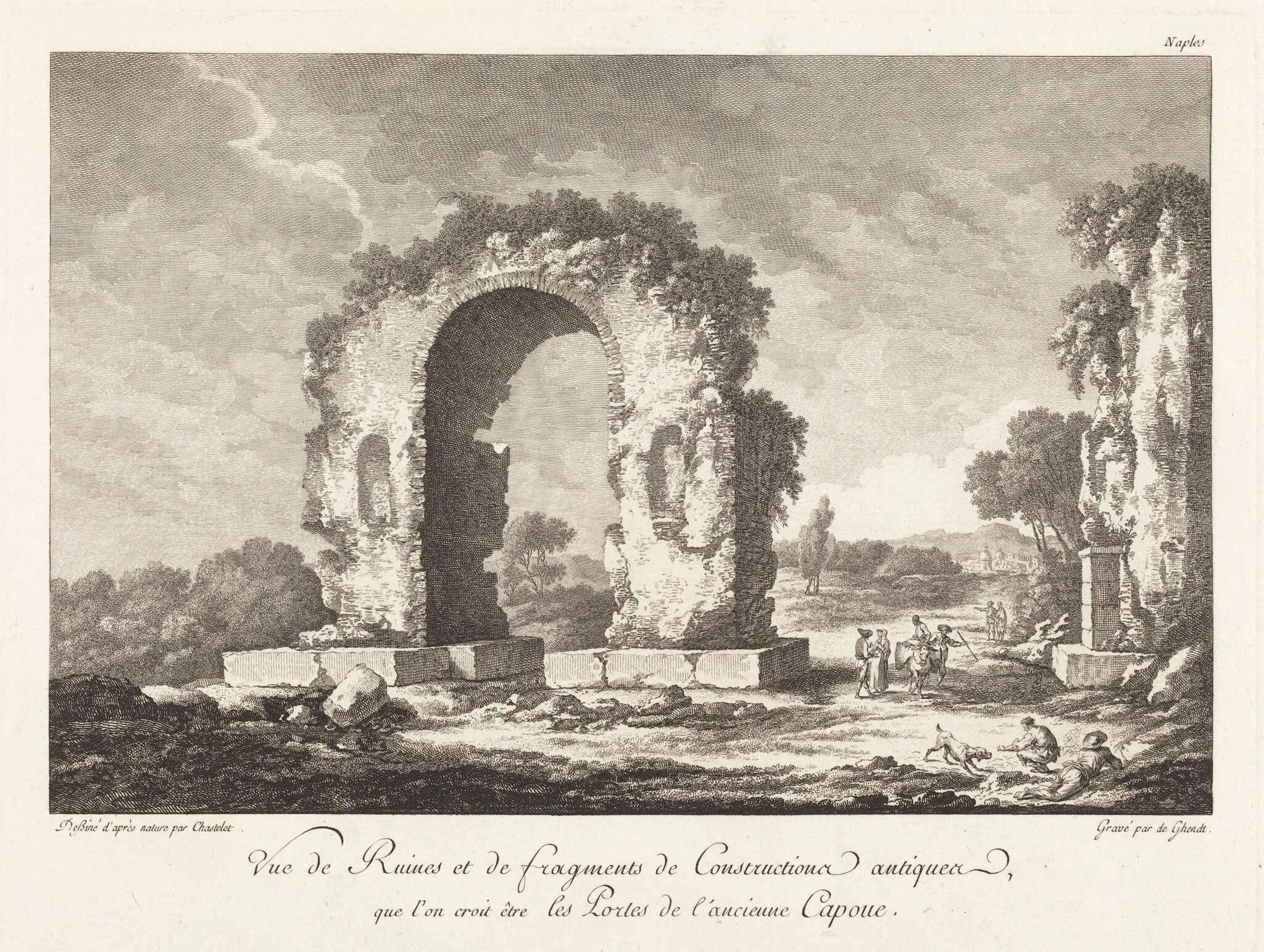 Vue de Ruines et de fragments de Construction antique...de l'ancienne Capoue, by Emmanuel Jean Nepomucène de Ghendt, ink, 1784