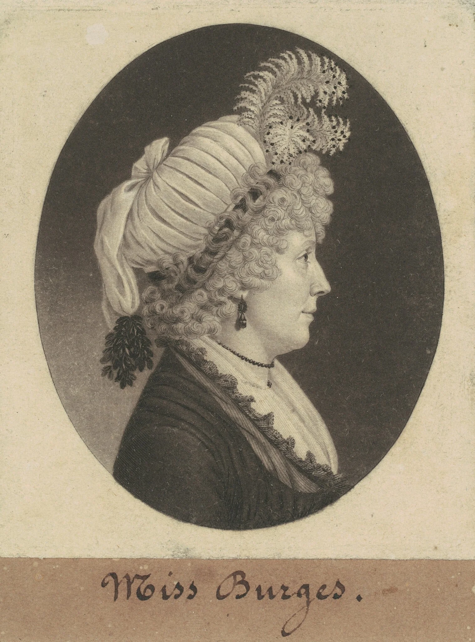 Miss Burges, by Charles Balthazar Julien Févret de Saint-Mémin, ink, 1799