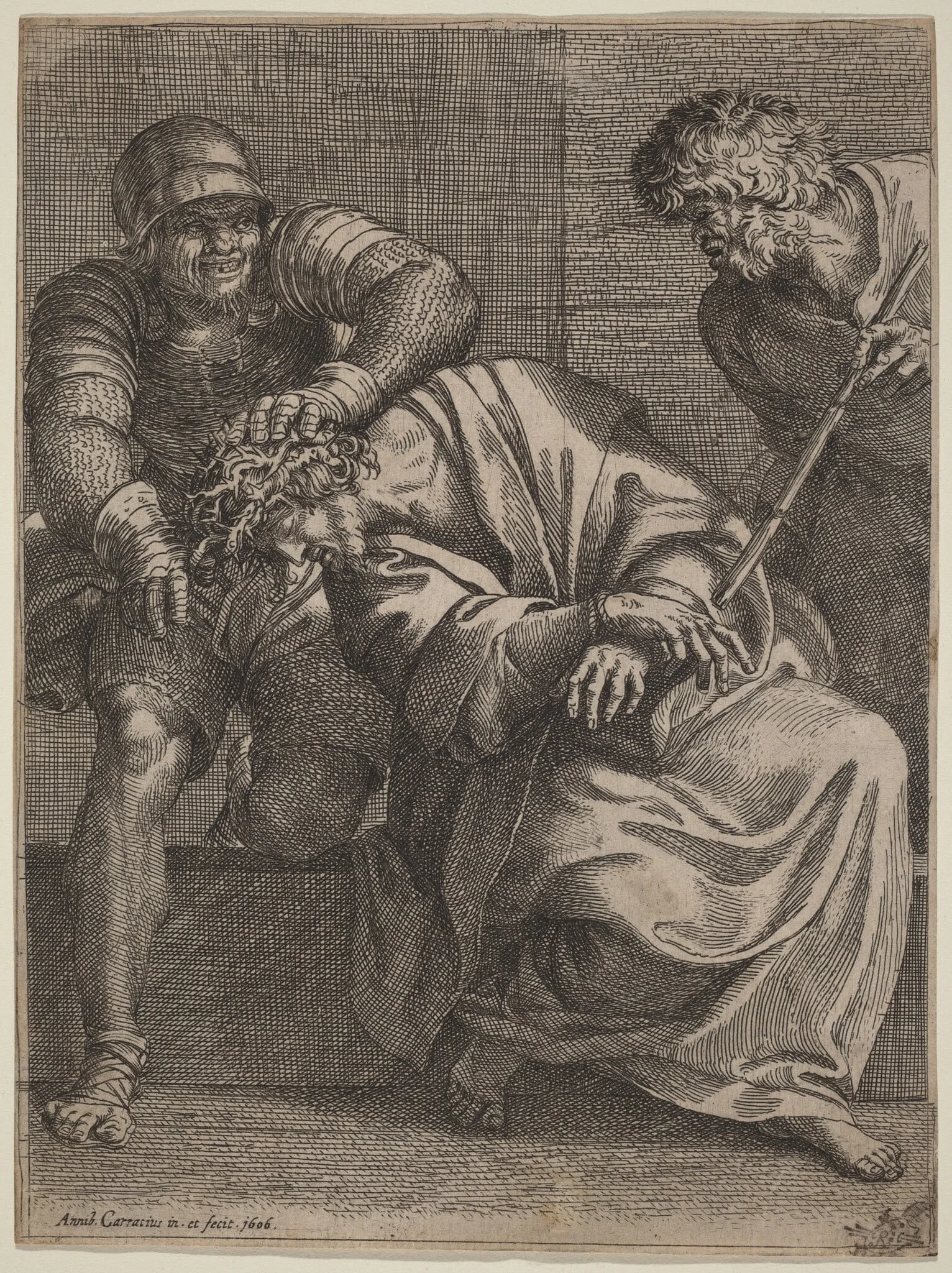 Christ Crowned with Thorns, by Annibale Carracci, ink, 1606