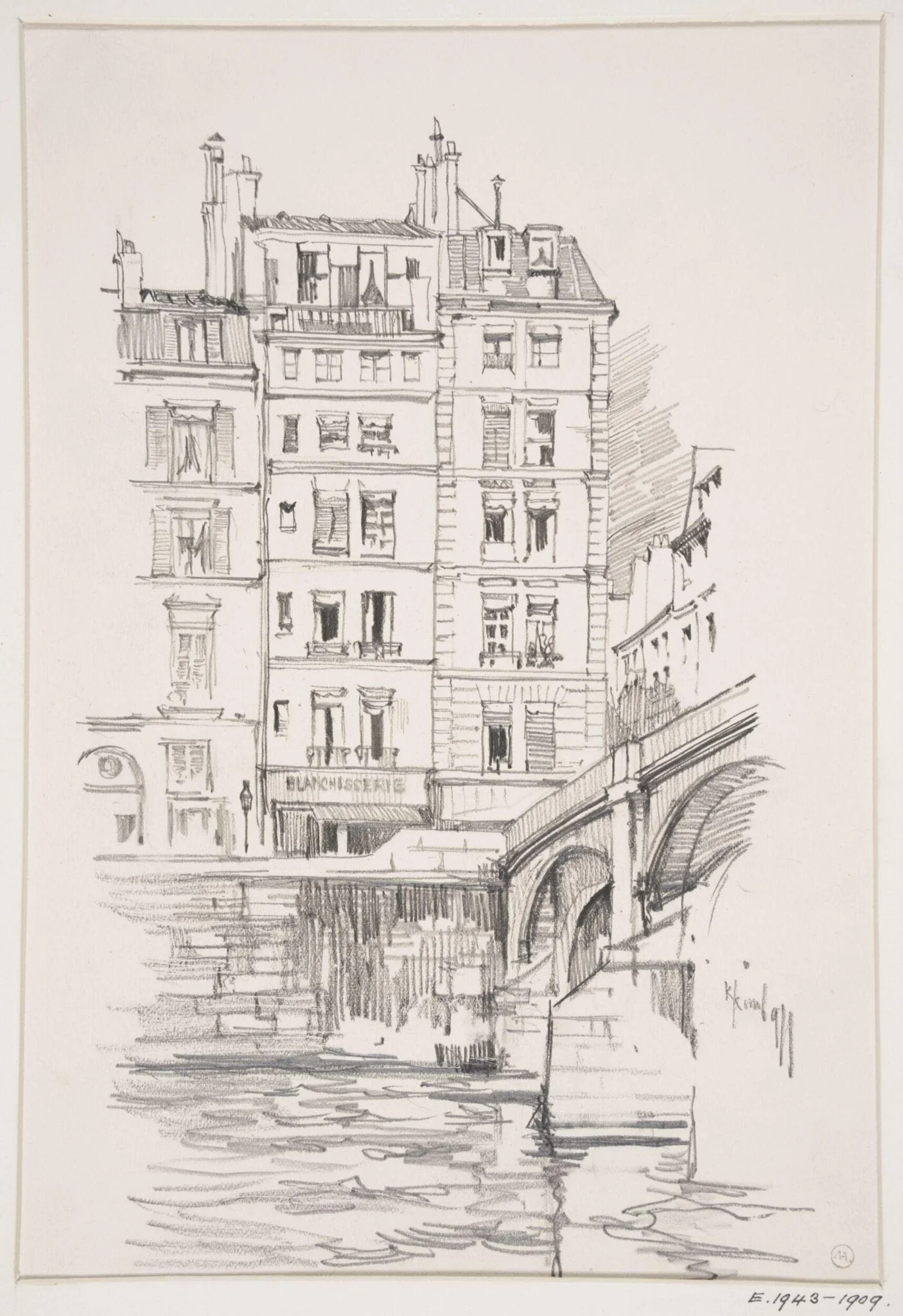 The Pont des Arts and the Institut de France, Paris, by Katharine A.R.E. Kimball, 1908