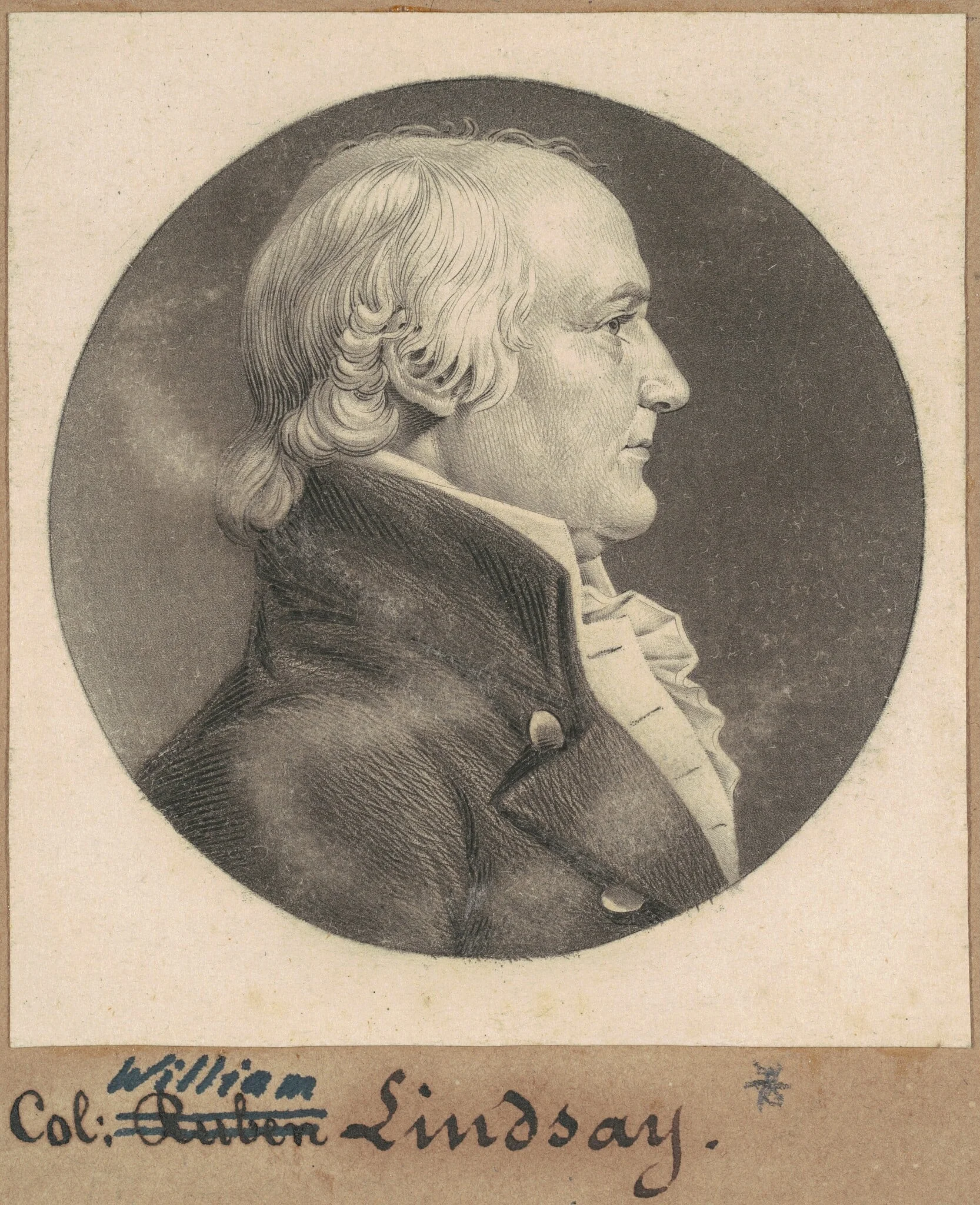 Reuben Lindsay, by Charles Balthazar Julien Févret de Saint-Mémin, ink, 1808