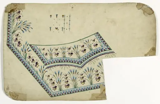 Gilet aux fleurs bleues et mauves, projets de broderies de gilet, XVIIIème siècle