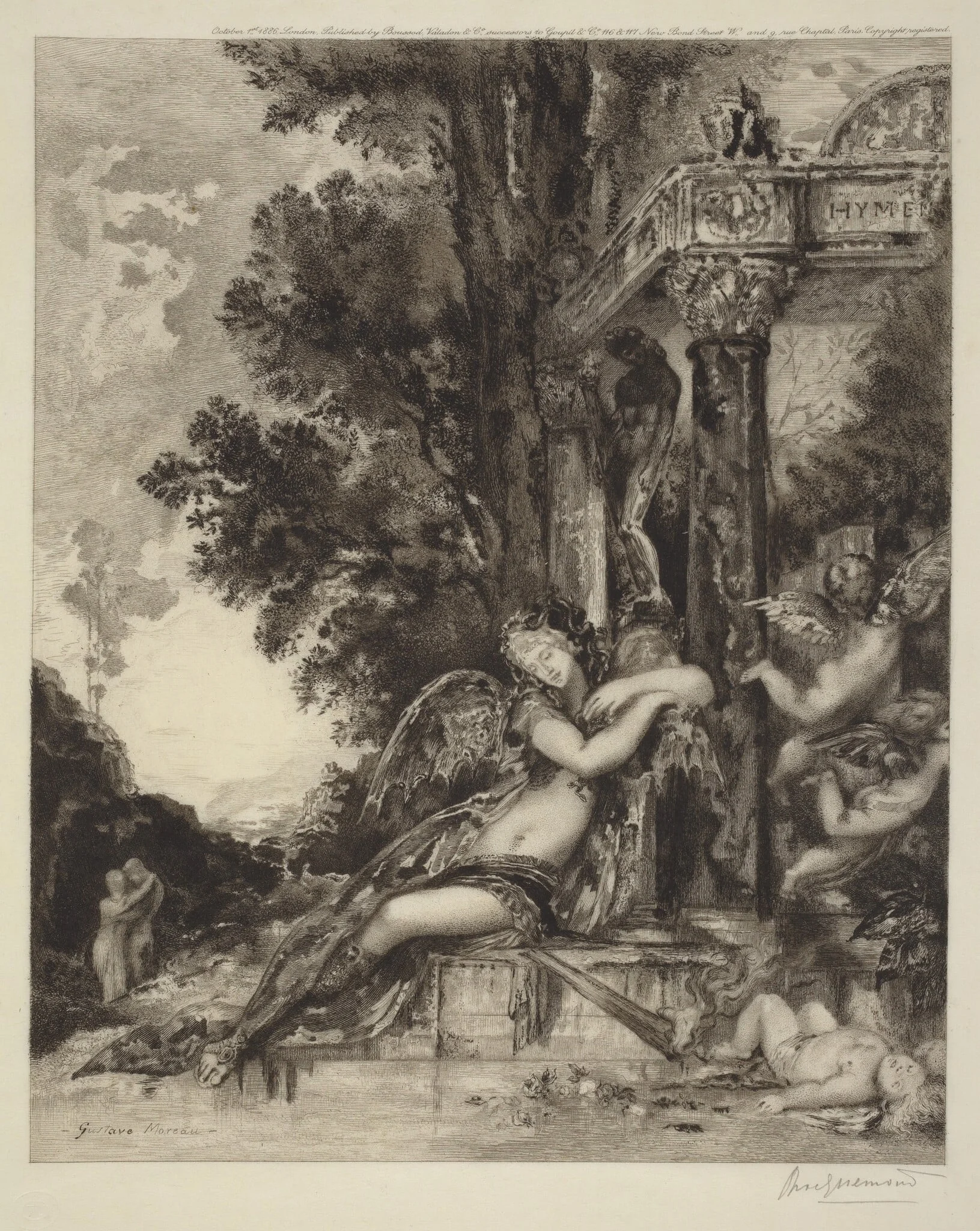 The Goddess Discord [La Discord], by Félix Bracquemond, ink, 1886