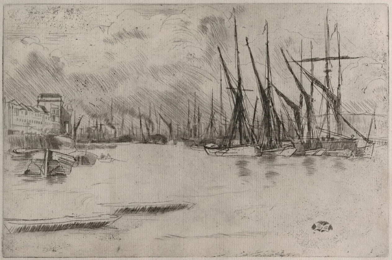 From Pickle Herring Stairs, by James McNeill Whistler, 1876