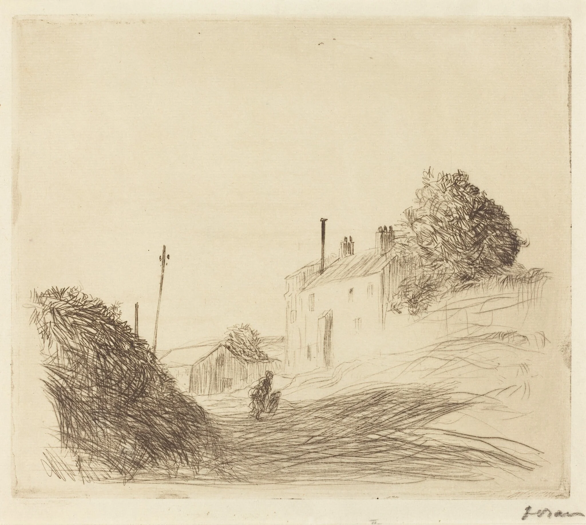 La route de Rocquencourt (The Road to Rocquencourt), by Jean-Louis Forain, ink, 1909