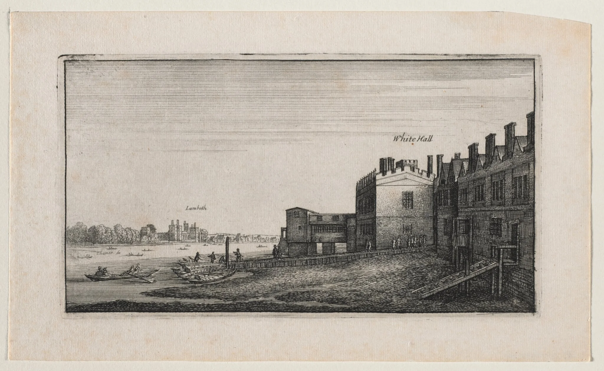 Whitehall from the River, with Lambeth in the Distance, by Wenceslaus Hollar, 1652