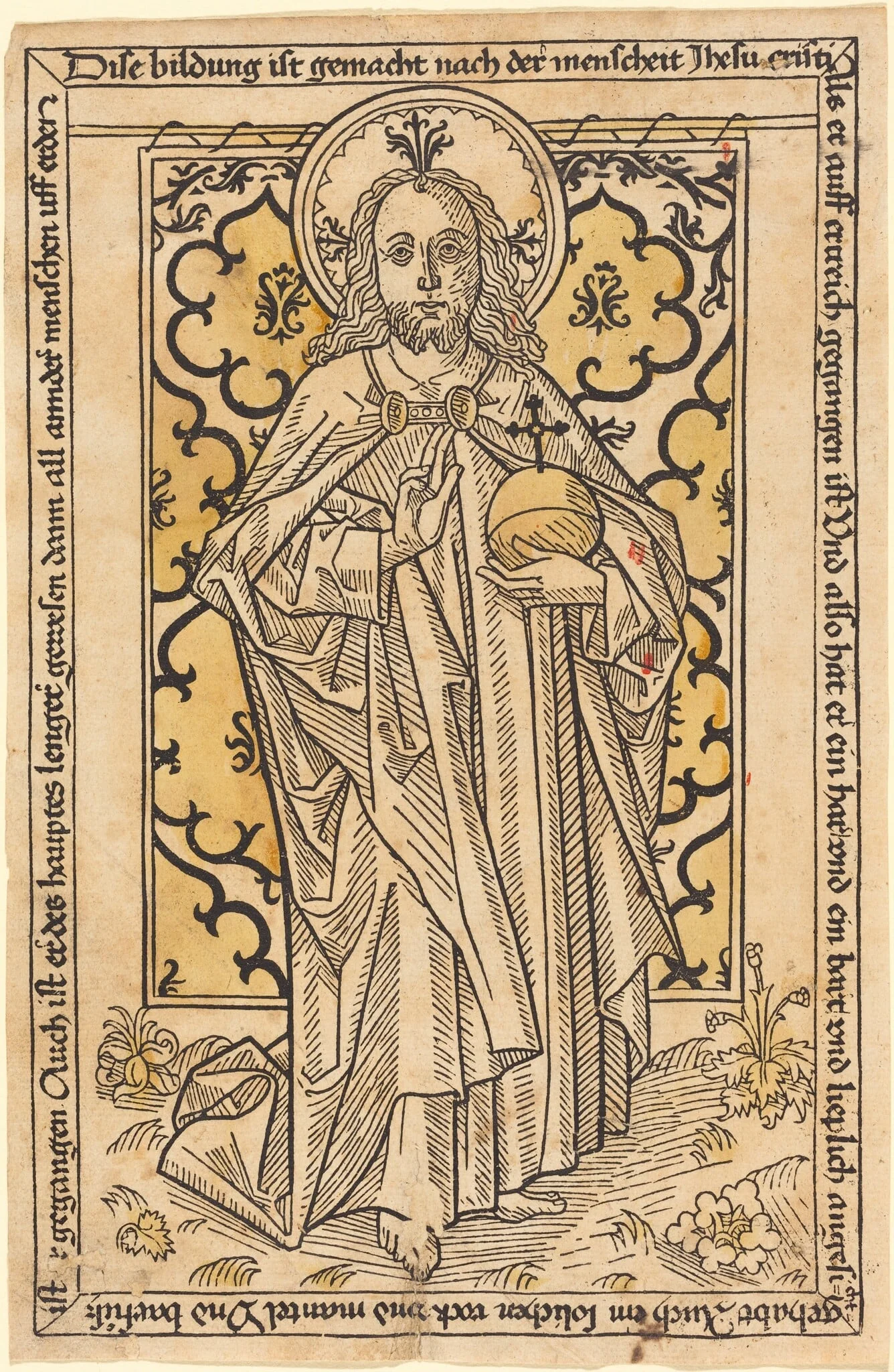 Christ as Salvator Mundi, by German 15th Century, ink, 1470