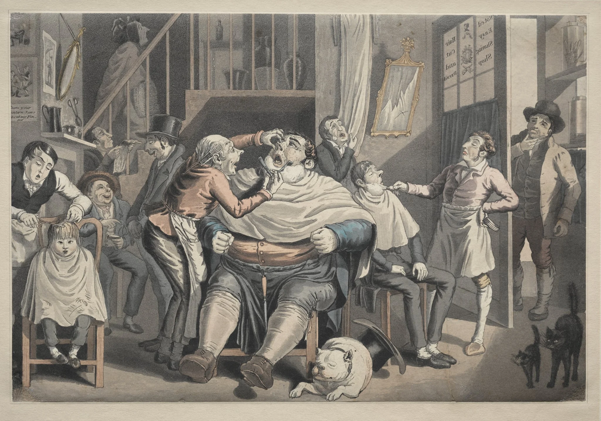 A Barber's Shop, by Thomas Rowlandson, 1801