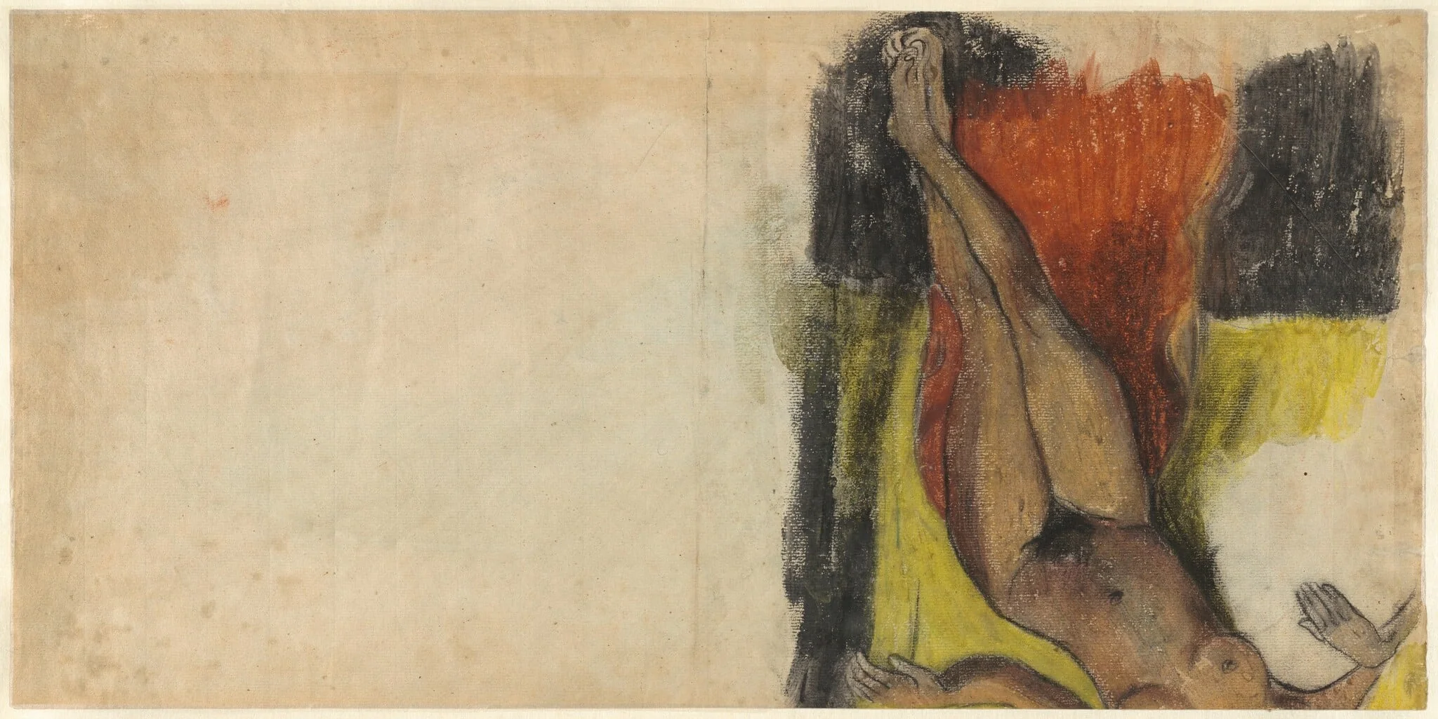 Study for Aita tamari vahine Judith te parari [verso], by Paul Gauguin, chalk, 1894