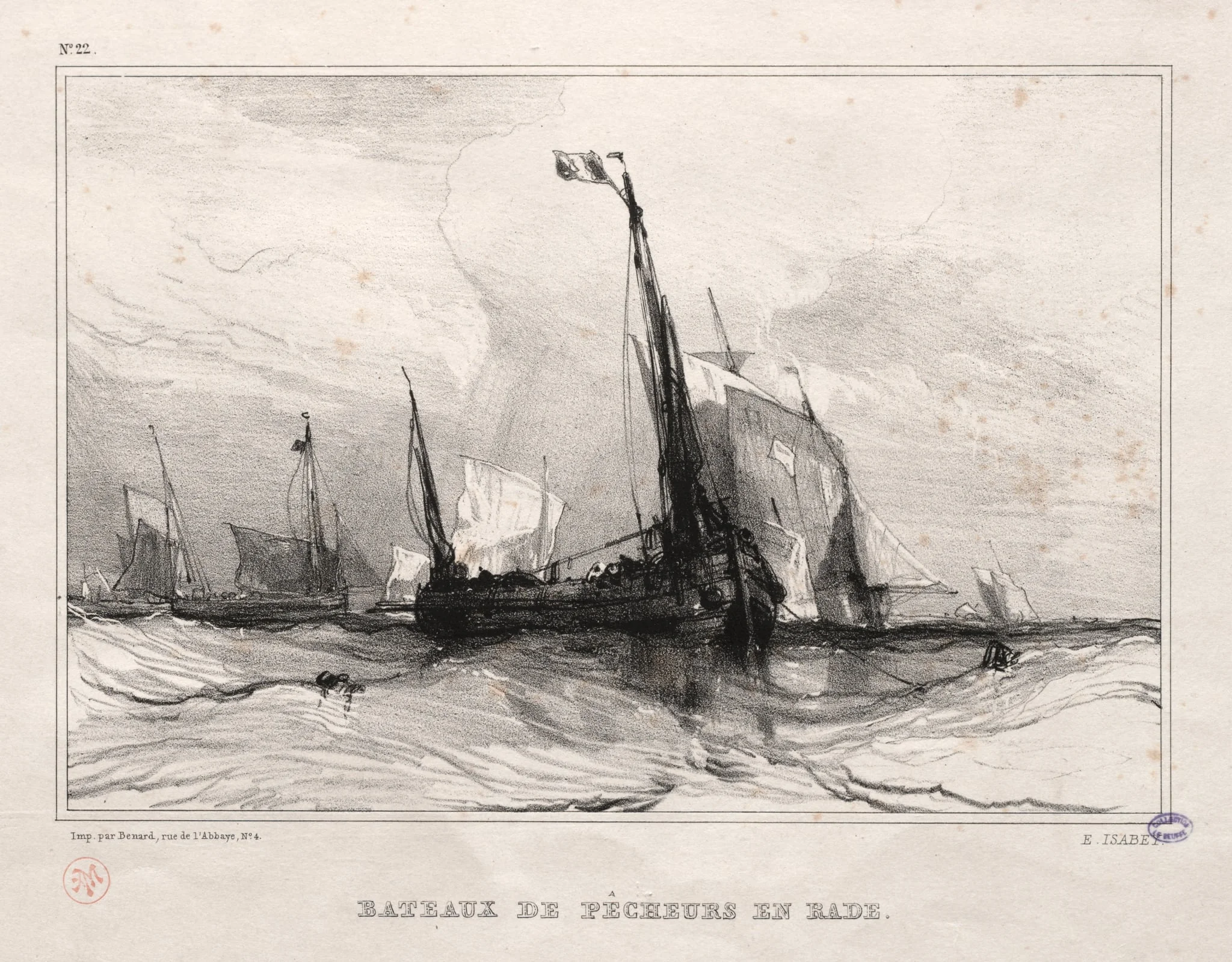 Fishing Boats at Anchor, by Eugène Isabey, 1836