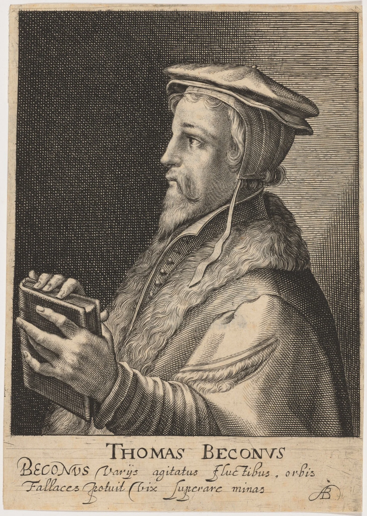 Thomas Becon, Protestant Divine, by Magdalena van de Passe, ink, 1620