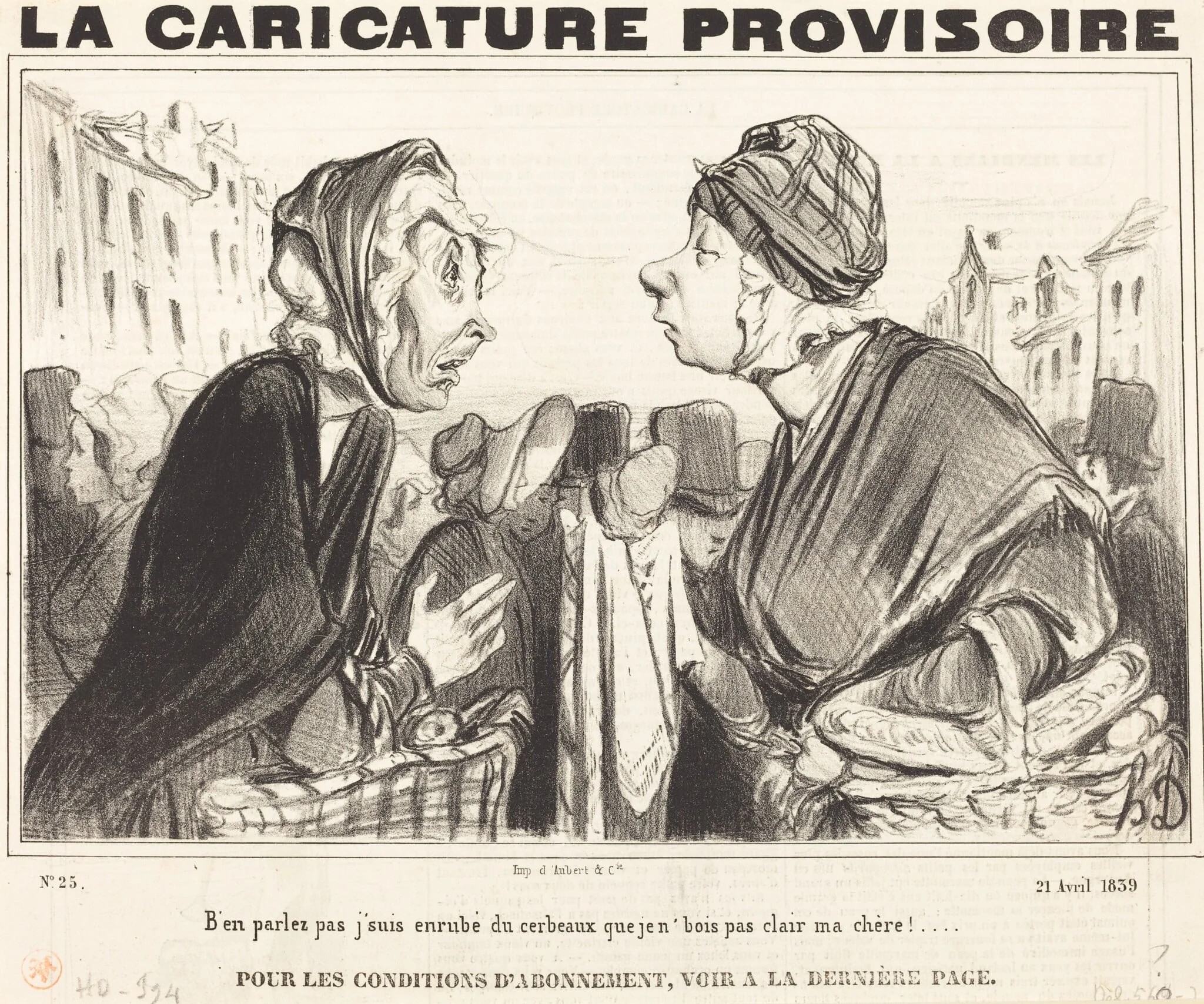 B'en parlez pas j'suis enrubé du cerbeaux..., by Honoré Daumier, ink, 1839