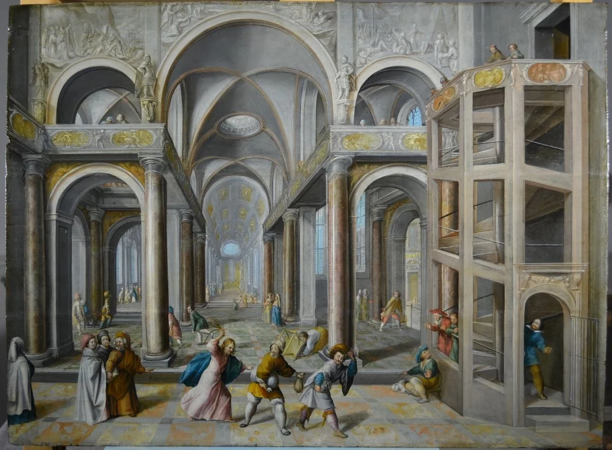 Christos alungă din Templu pe samsari, by Paul Juvenel cel Bătrân, 1636