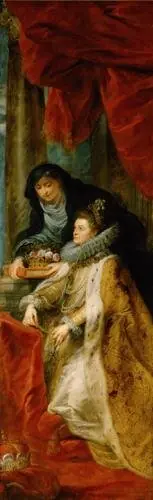 Ildefonso altarpiece right panel (Isabella with Elisabeth of Hungary)